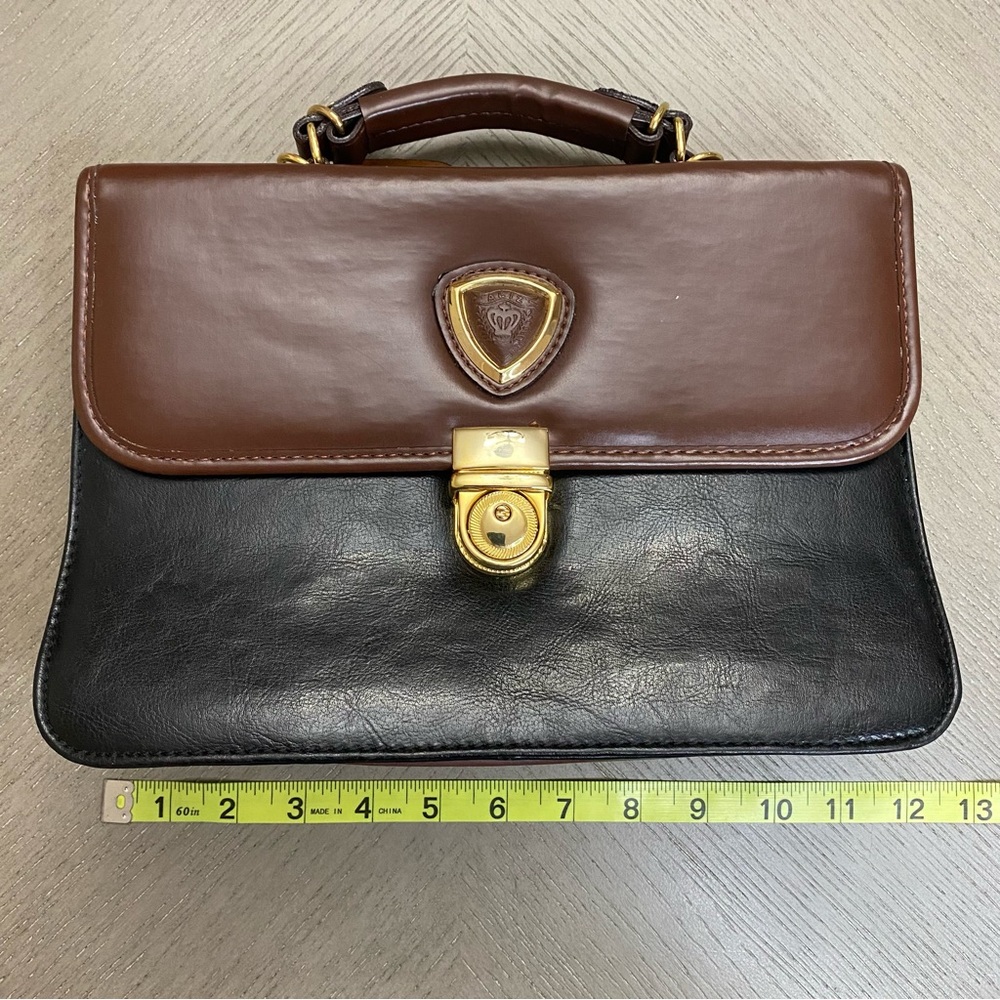 Briefcase Style Purse With Strap Aliz Black Brown Gold